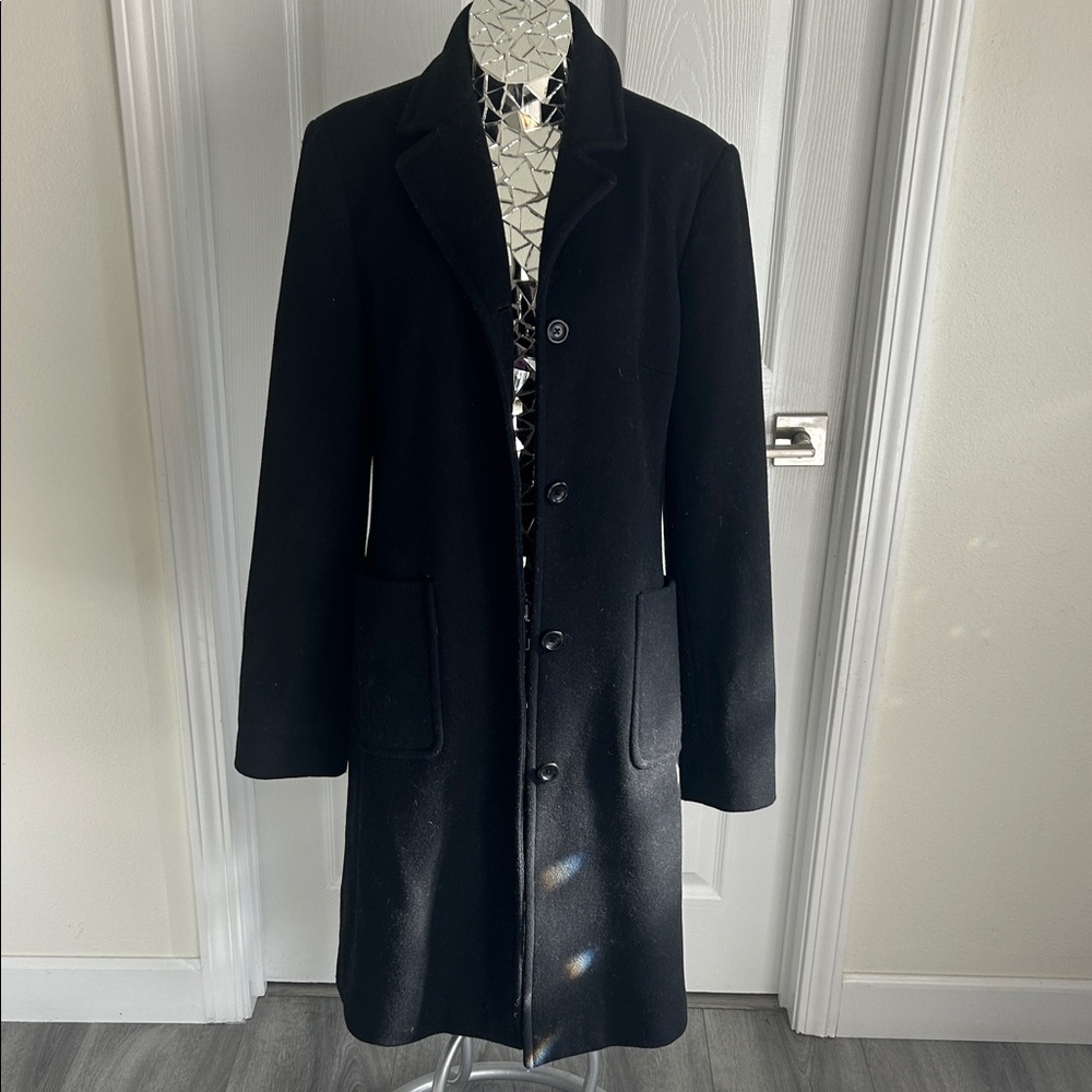J. Crew Black Parch Pockets Long Wool Coat Sz S - Picture 5 of 6